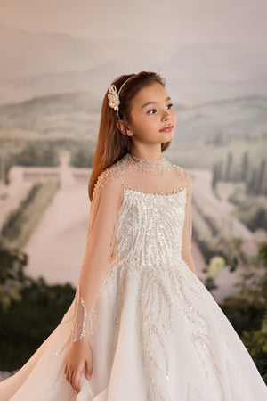 Celestial 3928 Illusion Long Sleeves First Communion Flower Girl Dress