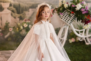 Celestial 3929 Short Sleeves First Communion Flower Girl Dress