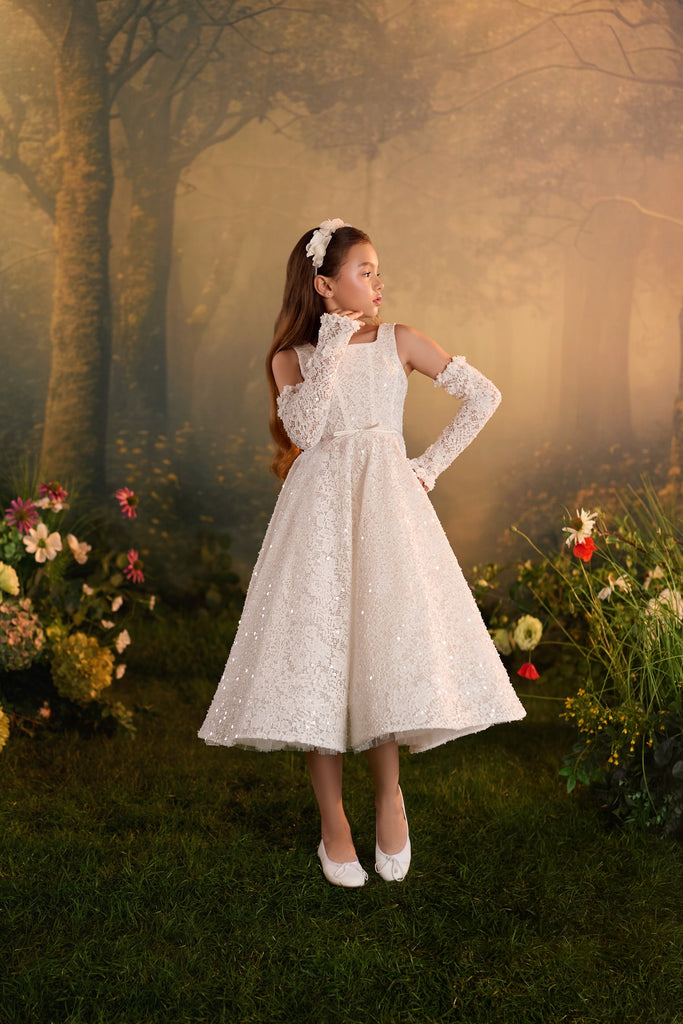 Celestial 3930 Midi Length CnatillyLace First Communion Flower Girl Dress
