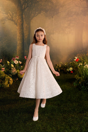 Celestial 3930 Midi Length CnatillyLace First Communion Flower Girl Dress