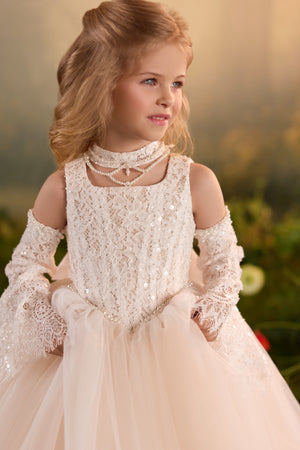 Celestial 3934 Square Neckline First Communion Flower Girl Dress