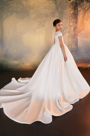 Celestial 3942 Rich Satin and Lace First Communion Flower Girl Dress