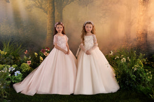 Celestial 3943 Glitter Tulle First Communion Flower Girl Dress