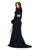 Ashley Lauren 11308 Scuba V-Neckline Gown with Sleeves