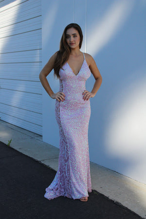 Aleta Couture 1121 Plunging Neckline Evening Dress