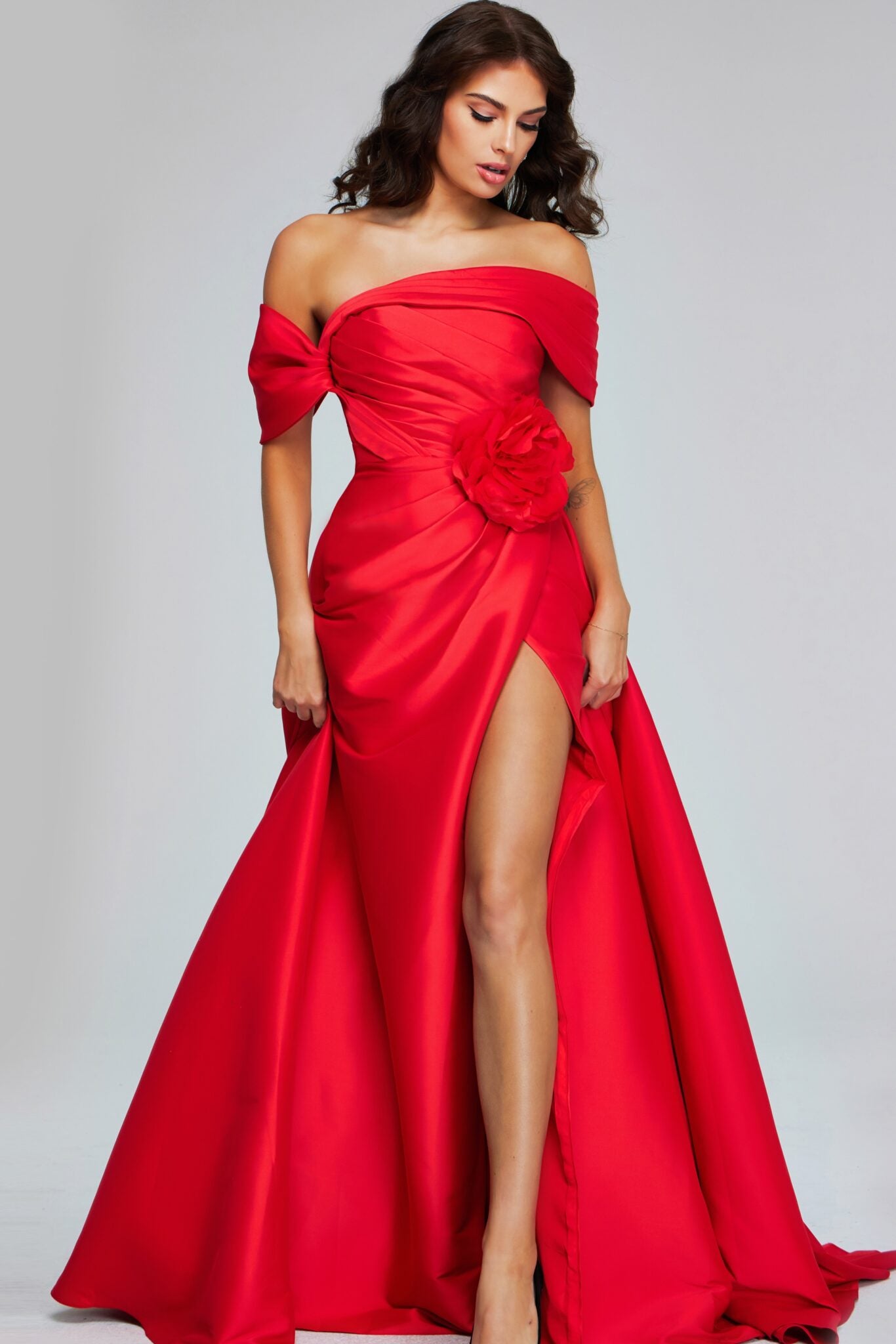 Off the Shoulder Prom Gown By Jovani 40832 0 / Red
