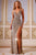 Jovani 43623 Plunging Sequin Gown with High Slit and Open Back