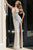 Jovani 43623 Plunging Sequin Gown with High Slit and Open Back
