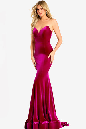 Jovani  44451 Velvet Mermaid Gown With Sweetheart Neckline