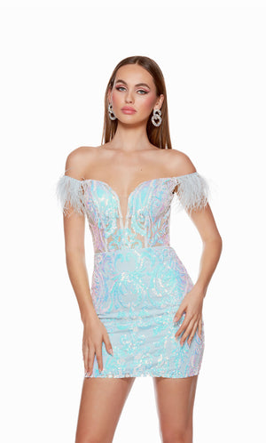 Alyce 4651 Off the Shoulder Sequin Cocktail Gown