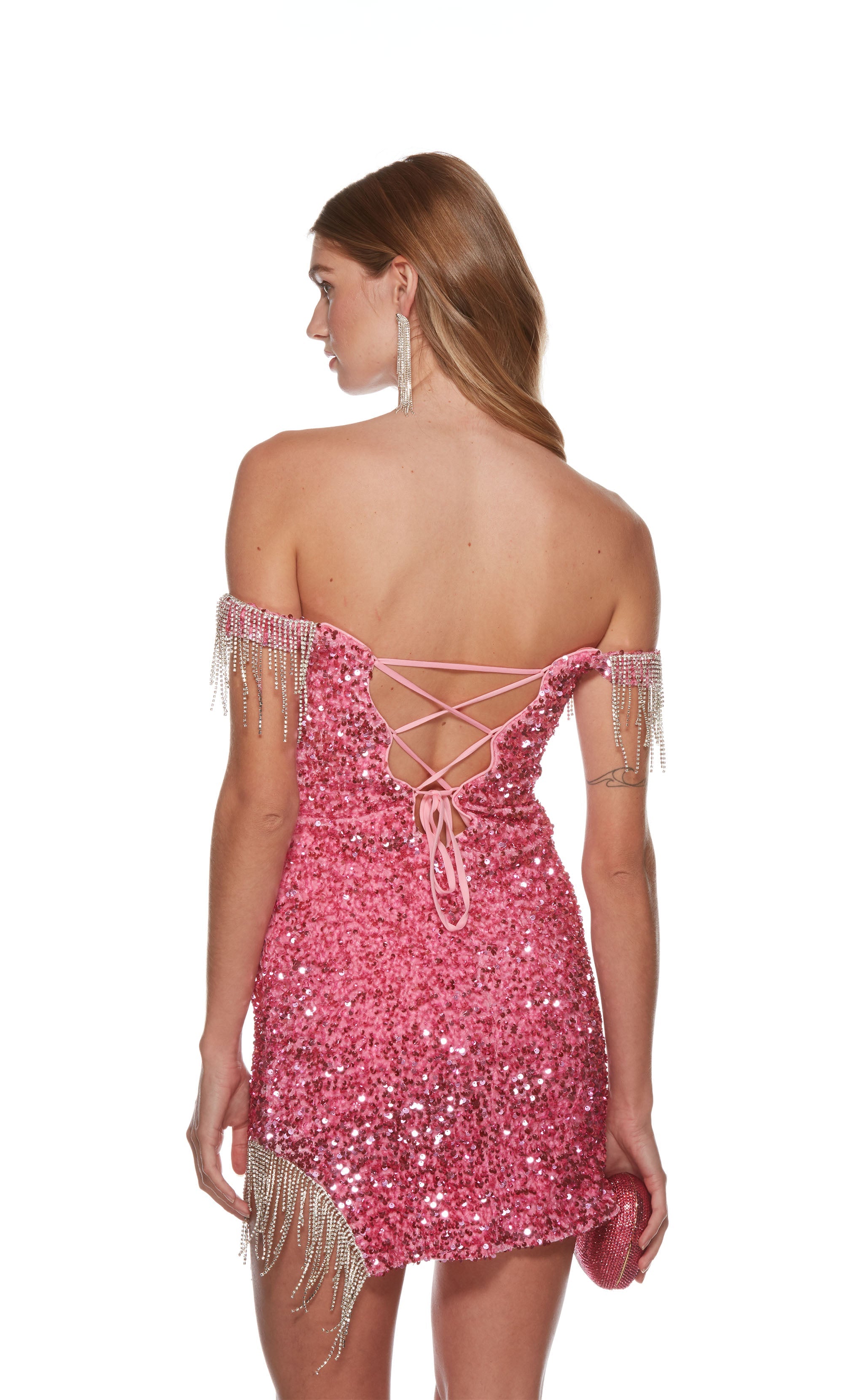 Alyce 4757 Off the Shoulder Sequin Embellishment Short Gown Sparkly Gowns Alyce 4757 Off the Shoulder Sequin Embellishment Short Gown Sparkly Gowns