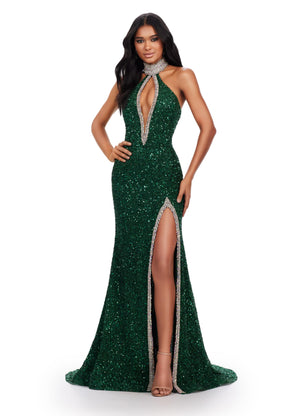 Ashley Lauren 11634 Halter Beaded Gown