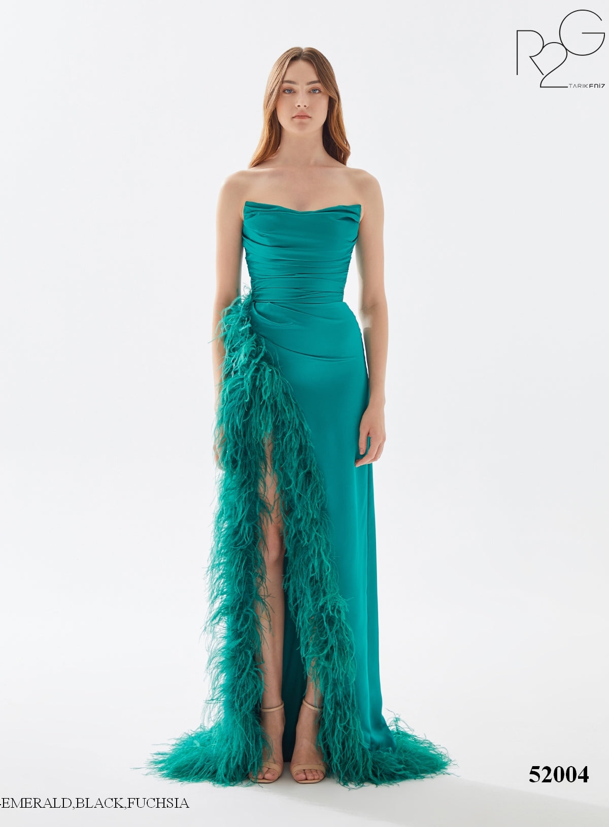 Tarik Ediz 52004 Eliza Strapless Feathers Details Evening Dress 18 / Fuchsia Tarik Ediz 52004 Eliza Strapless Feathers Details Evening Dress 18 / Fuchsia