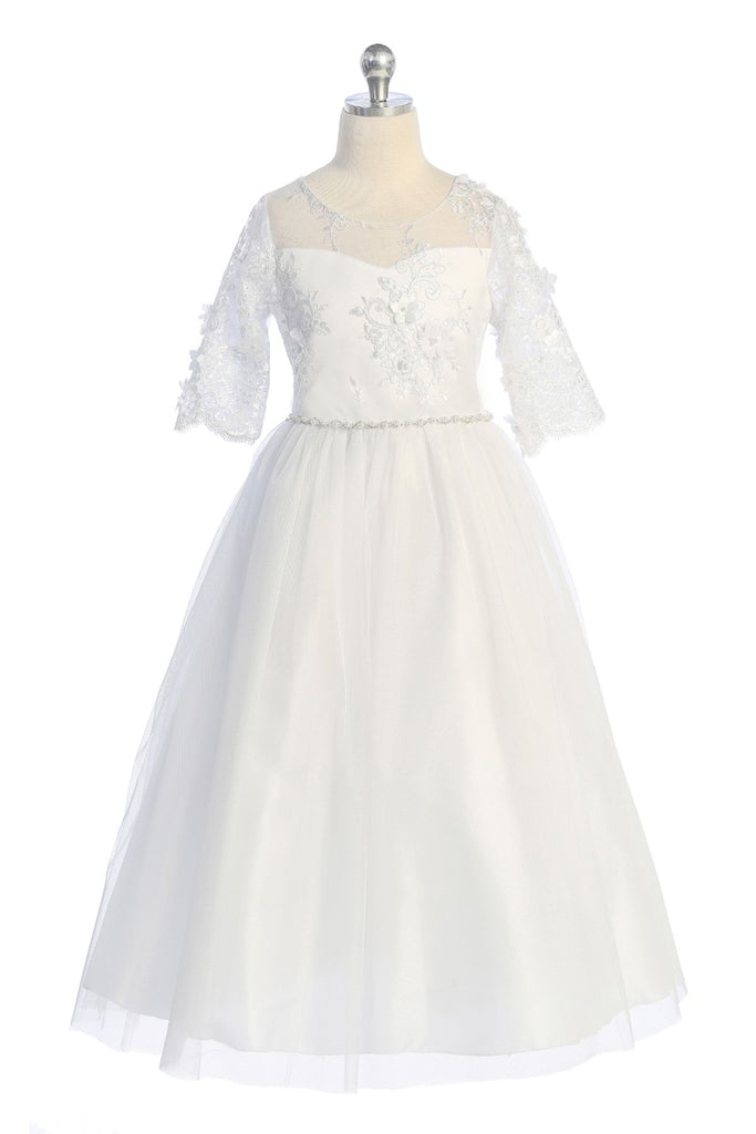 Size 8 Lace and tulle 3/4 Sleeve Communion Gown 558