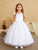 llusion Boat Neckline with Lace Applique First Communion Gown 5842B