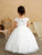 llusion Boat Neckline with Lace Applique First Communion Gown 5842B