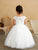 Illusion Boat Neckline with Lace Applique First Communion Gown 5842