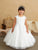 Cap Sleeves Lace Applique with Overlay Skirt First Communion Gown 5847