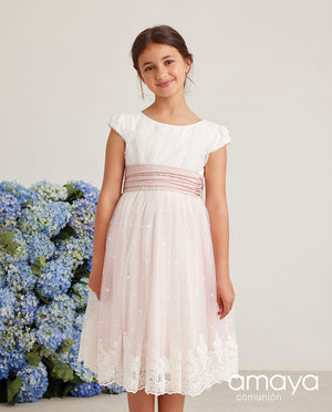 Spanish Short Tulle Communion Gown Amaya 586016MC