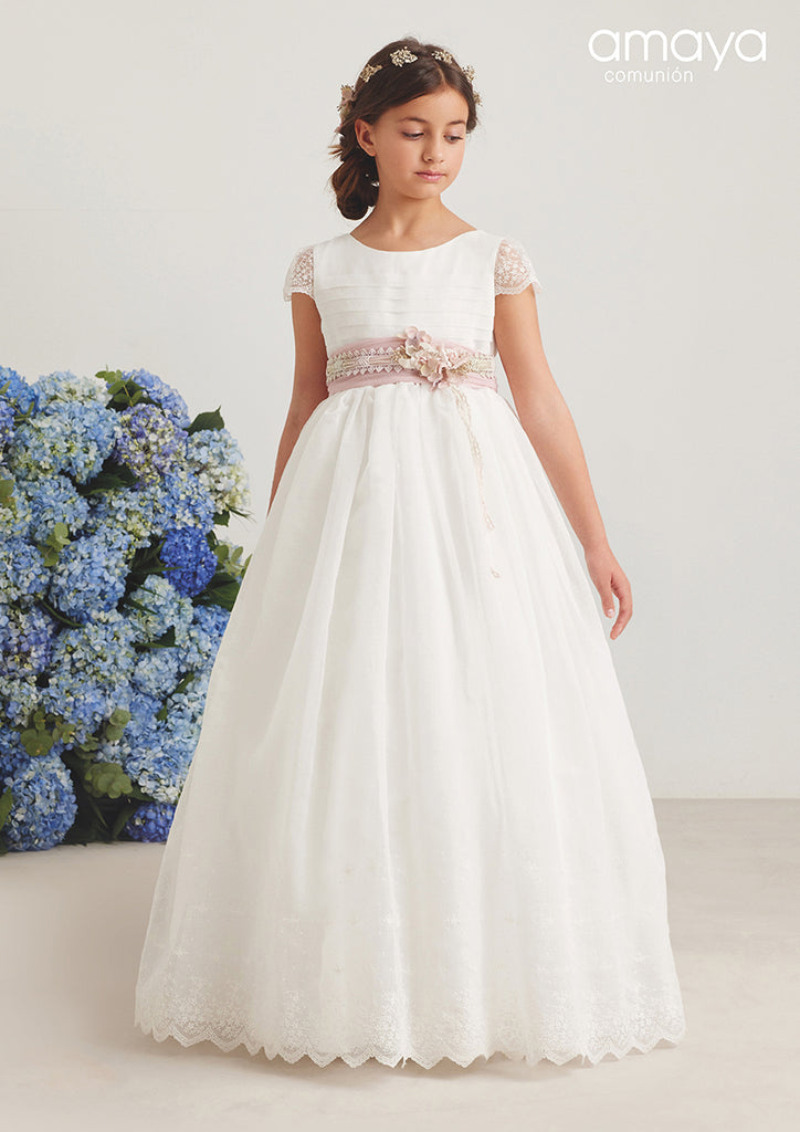 Short Sleeves Spanish Communion Gown Amaya 587004