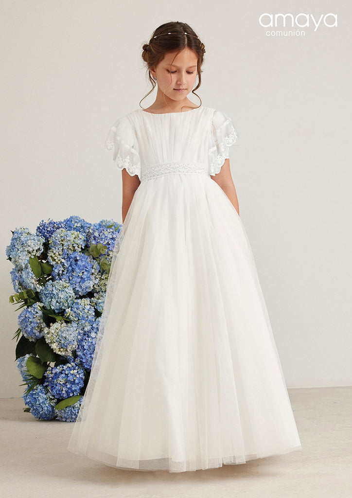 Cap or Angel Sleeves Spanish Communion Gown Amaya 587012