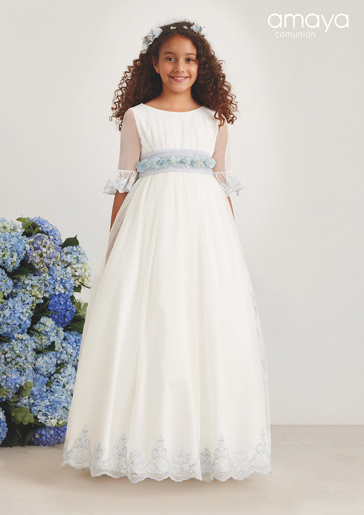 Embroidered Tulle Spanish Communion Gown Amaya 587021MD