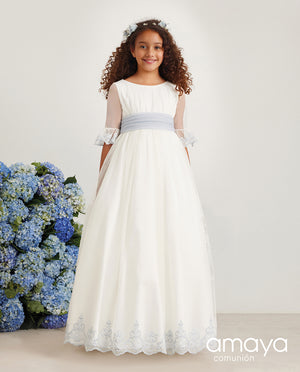 Embroidered Tulle Spanish Communion Gown Amaya 587021MD