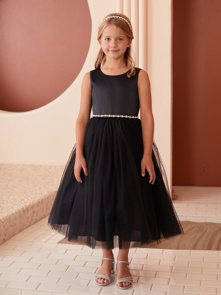 Satin and Tulle Simple Flower Girl Dress 5872