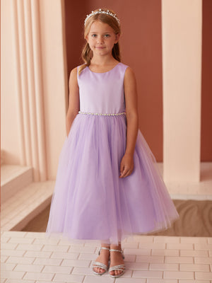 Satin and Tulle Simple Flower Girl Dress 5872