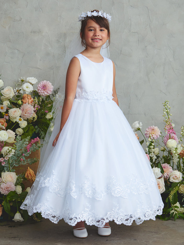 Satin and Tulle First Communion Flower Girl Gown 5894