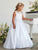Clean Satin and Pearls Bow First Communion Flower Girl Gown 5900