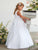 Clean Satin and Pearls Bow First Communion Flower Girl Gown 5900