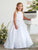 Clean Satin and Pearls Bow First Communion Flower Girl Gown 5900