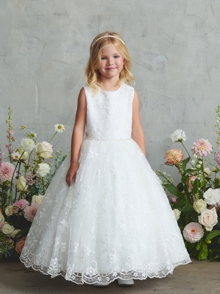 Scalloped Hem First Communion Flower Girl Dress 5910