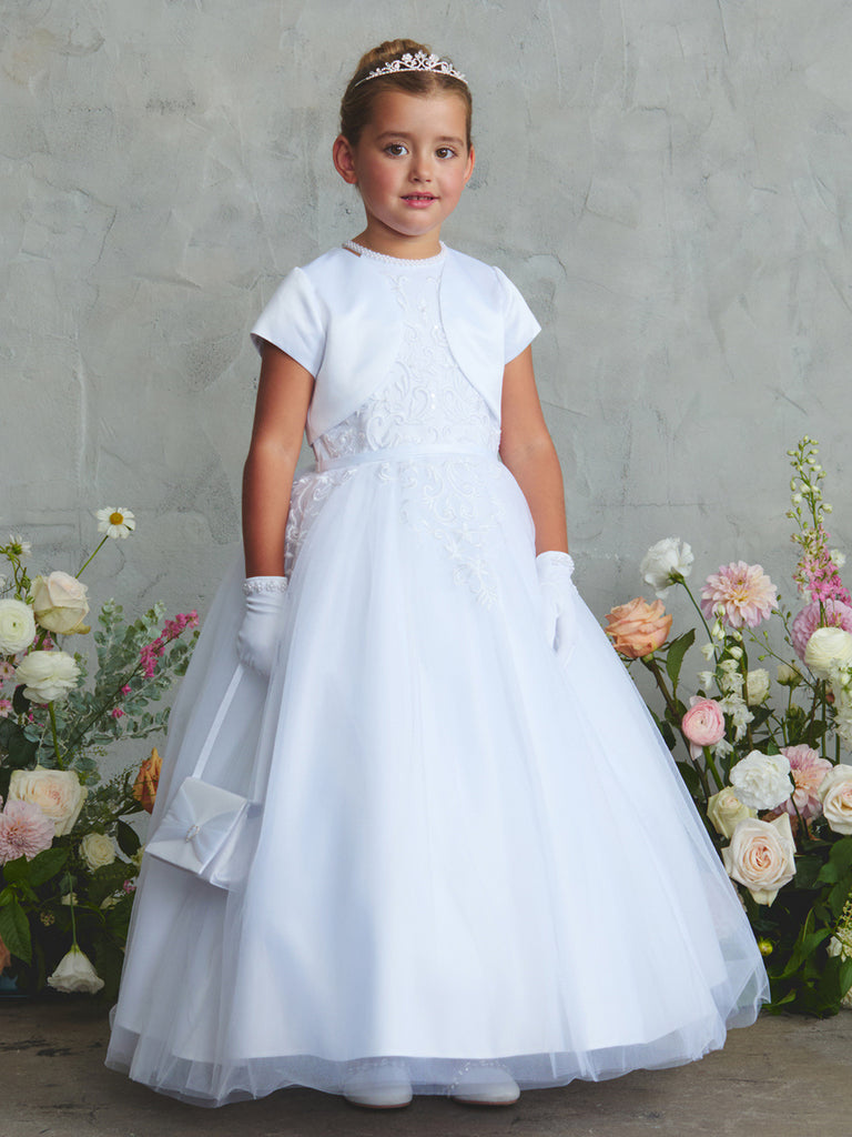 Halter Neckline Lace Bodice First Communion Flower Girl Dress 5924 Sparkly Gowns Halter Neckline Lace Bodice First Communion Flower Girl Dress 5924 Sparkly Gowns