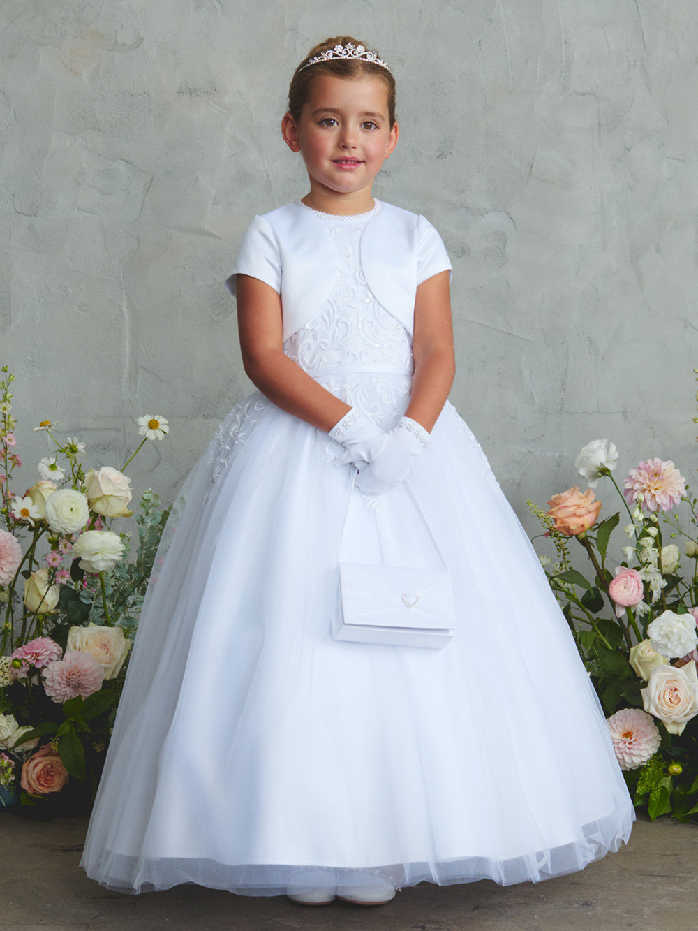 Halter Neckline Lace Bodice First Communion Flower Girl Dress 5924 White / 10 Halter Neckline Lace Bodice First Communion Flower Girl Dress 5924 White / 10