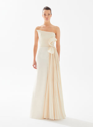 Tarik Ediz 98300 Strapless Pleated Gown