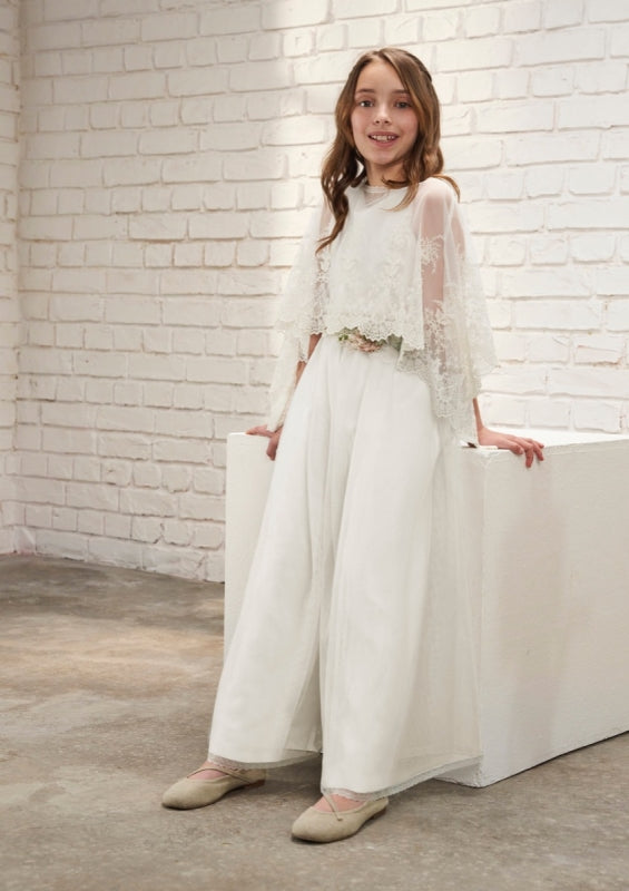 Tulle Communion Jumpsuit Amaya Albor with Cape 636032