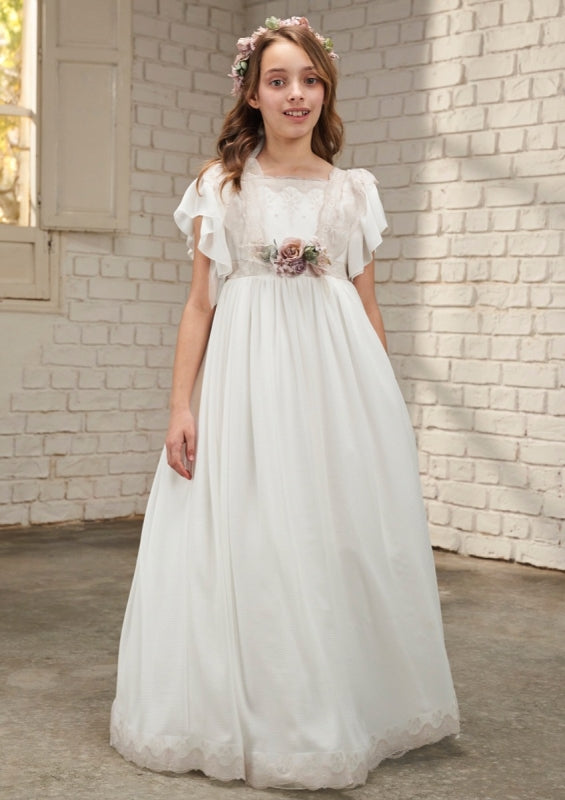 Short Sleeves Spanish Communion Gown Amaya 637031