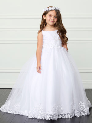 Floor length with Tail First Communion Flower Girl Dress 7041
