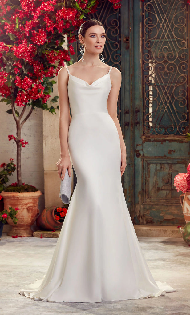 Cowl Neckline Satin Bridal Dress Alyce 7051