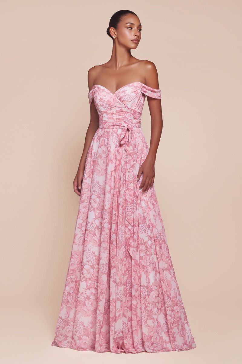 Off the Shoulder Floral Long Dress La Divine 7441 Sparkly Gowns Off the Shoulder Floral Long Dress La Divine 7441 Sparkly Gowns