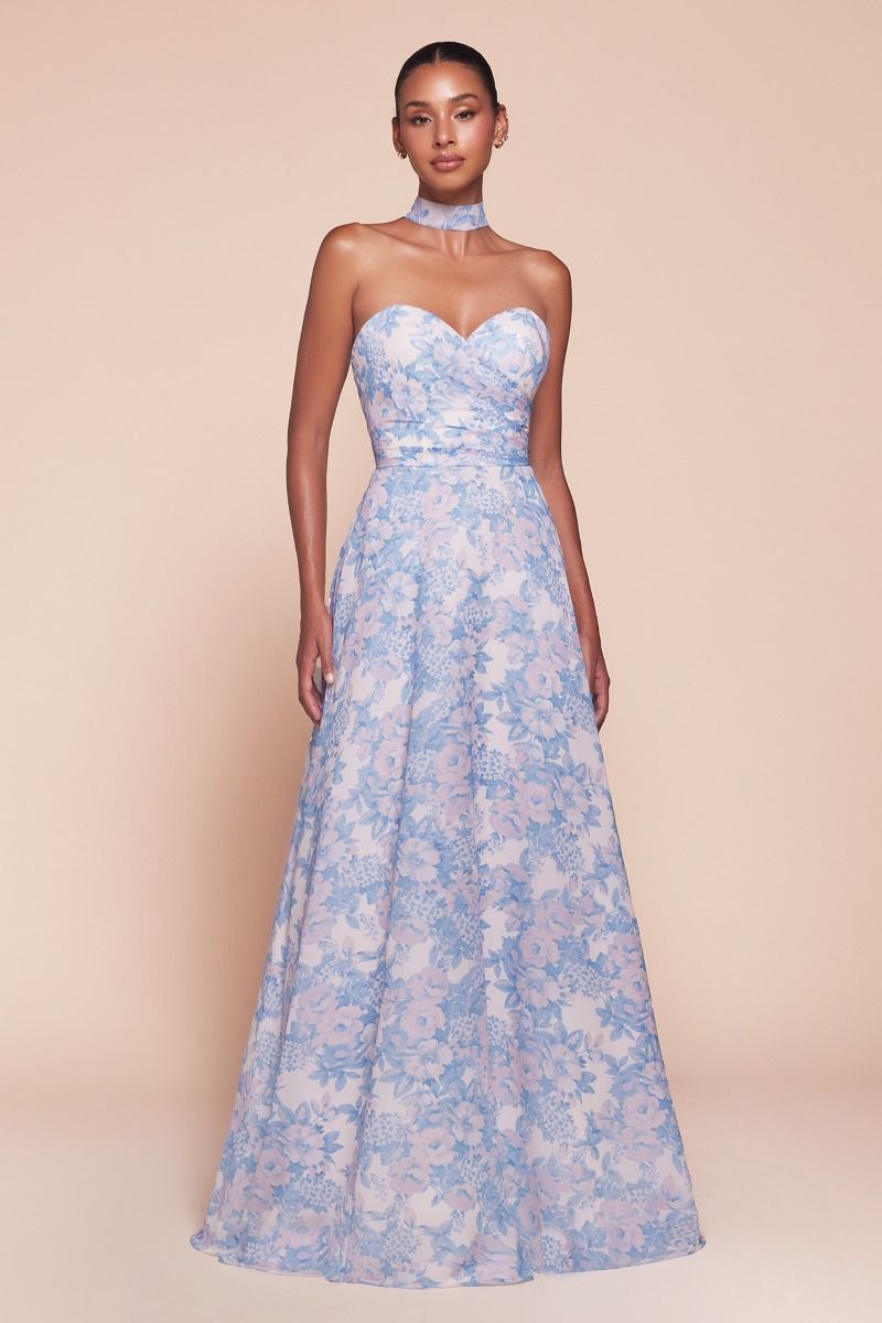 Strapless Floral A-Line Dress 7443 Sparkly Gowns Strapless Floral A-Line Dress 7443 Sparkly Gowns