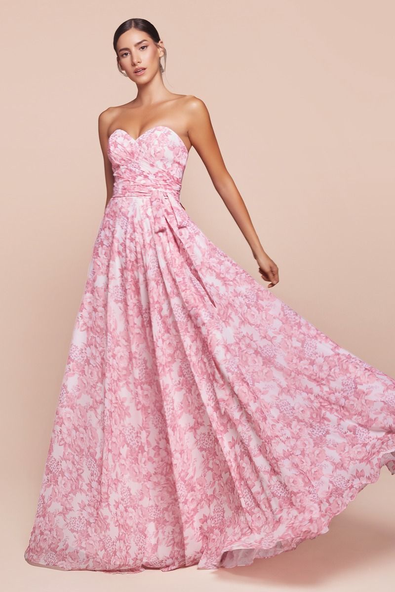 Strapless Floral A-Line Dress 7443 Sparkly Gowns Strapless Floral A-Line Dress 7443 Sparkly Gowns