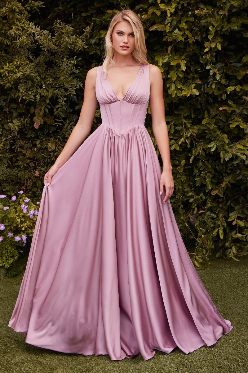 A-line Soft Satin Dress Ladivine 7447 Sparkly Gowns A-line Soft Satin Dress Ladivine 7447 Sparkly Gowns