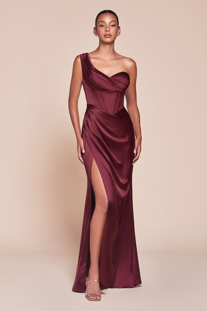 One Shoulder Satin Prom Bridesmaid Dress 7448