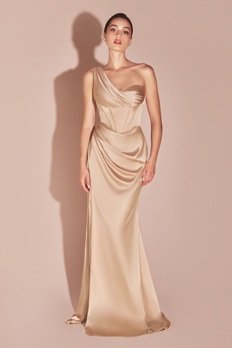One Shoulder Satin Prom Bridesmaid Dress 7448 - A Sparkly Gowns One Shoulder Satin Prom Bridesmaid Dress 7448 - A Sparkly Gowns