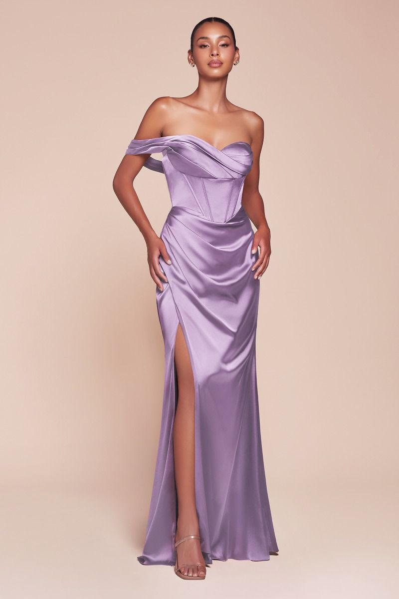 One Shoulder Satin Prom Bridesmaid Dress 7448 - A Sparkly Gowns One Shoulder Satin Prom Bridesmaid Dress 7448 - A Sparkly Gowns