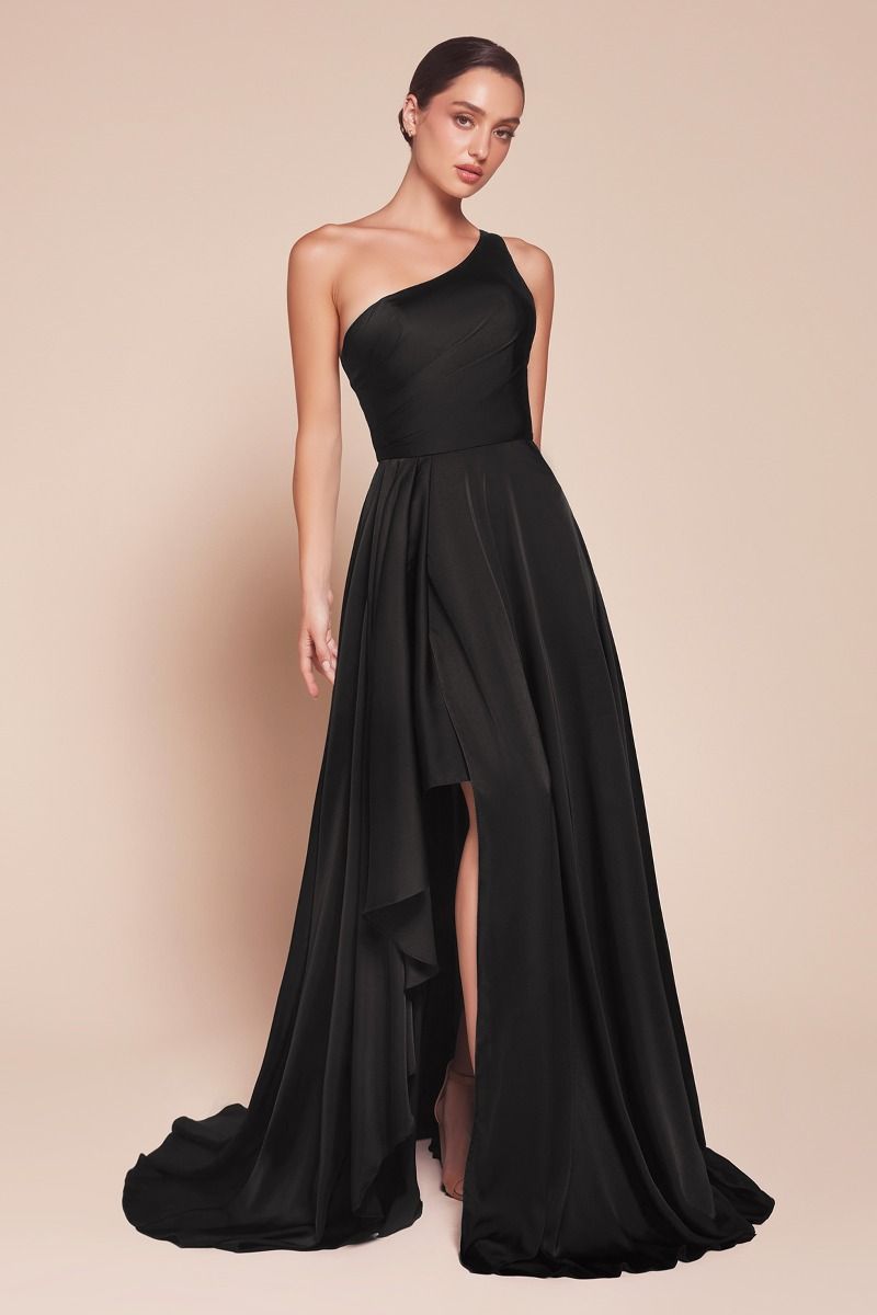 One Shoulder Satin Dress La Divine 7450 Sparkly Gowns One Shoulder Satin Dress La Divine 7450 Sparkly Gowns