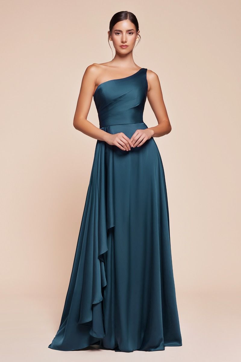 one shoulder blue dress One Shoulder Satin Dress La Divine 7450 – Sparkly Gowns